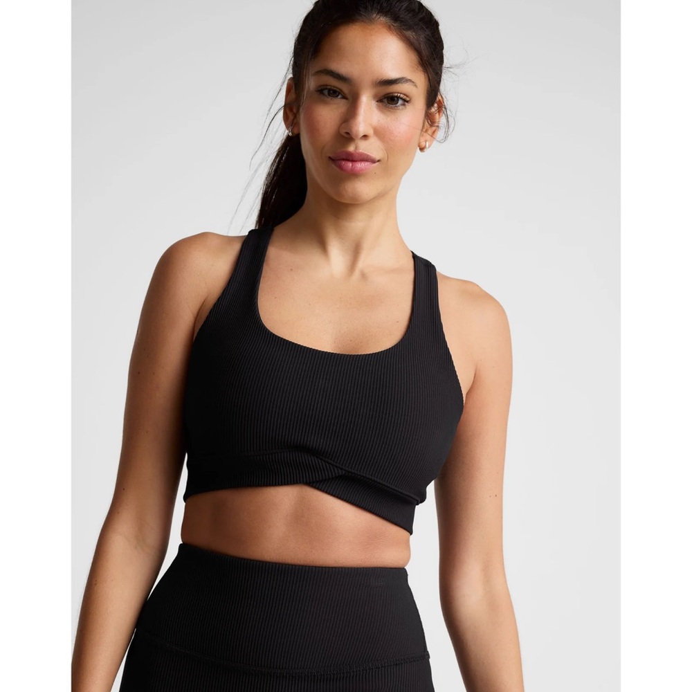 BEYOND YOGA Luxe Impulse Ribbed Bra Black Sports Bra XL